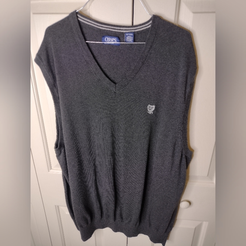 Ralph Lauren Chaps Big & Tall Golf Sweater Vest 3XLT Mens Gray Grey Crewneck 3XL